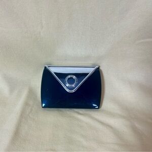 Compact Double Mirror ~ Silver Tone and Back 3 1/4" X 2 3/8" Compact